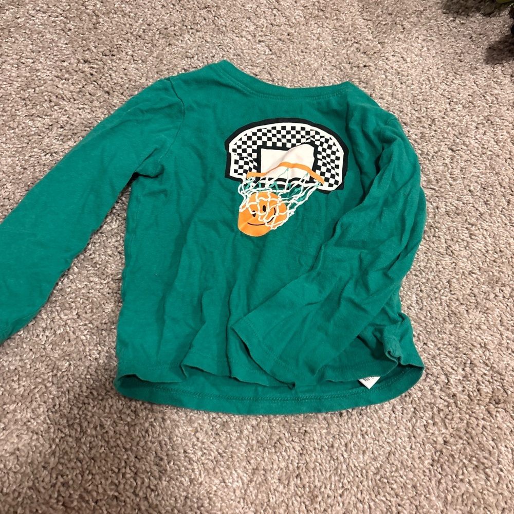 Old Navy Teal Green Long-Sleeve Basketball Graphic Tee